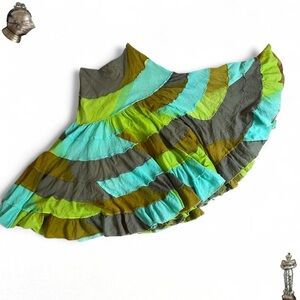 Alberto Makali Y2K vintage blue and green tiered maxi fairy circle skirt